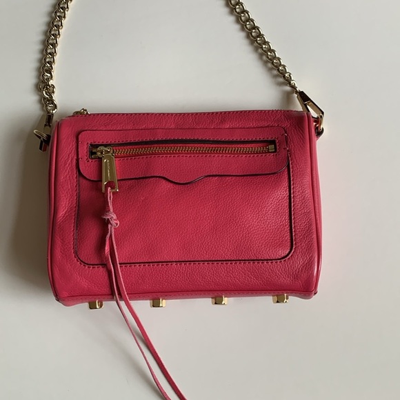 REBECCA MINKOFF Avery Crossbody Purse Bag Hot Pink Gold - Picture 6 of 14